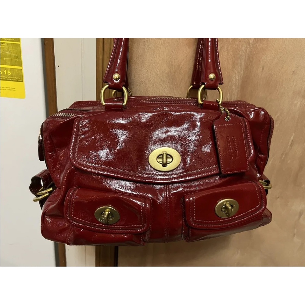 Coach limited edition Peyton legacy patent leather red satchel bag